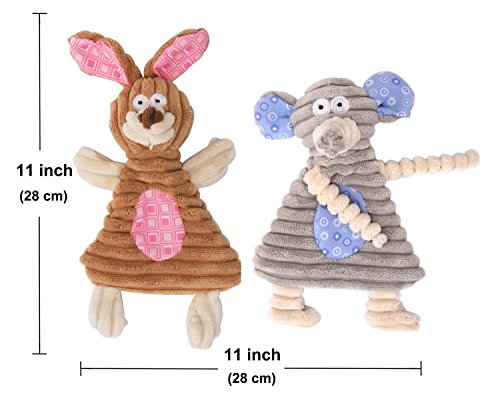 Comtim No Stuffing Dog Toys with Squeaker, Durable Dog Chew Toys, Small Dogs & Puppies, Rabbit & Elephant - size: Rabbit & Elephant