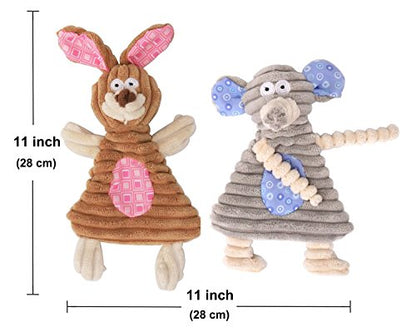 Comtim No Stuffing Dog Toys with Squeaker, Durable Dog Chew Toys, Small Dogs & Puppies, Rabbit & Elephant - size: Rabbit & Elephant