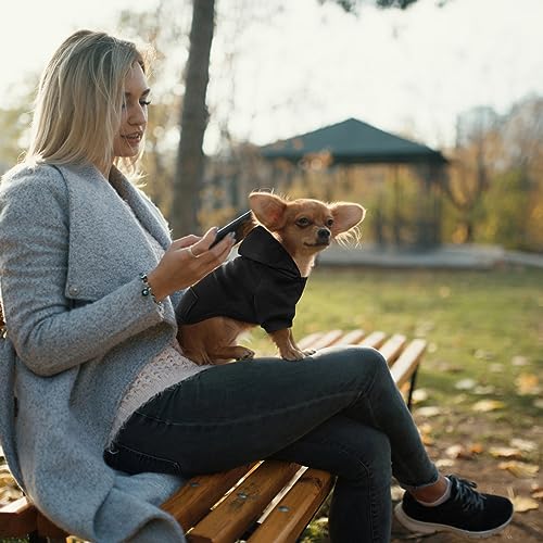 Idepet Pet Dog Hoodies Dog Clothes for Small Dogs Vest Chihuahua Clothes Warm Coat Jacket Autumn Puppy Outfits Cats Dogs Clothing(S,Black) - color: Black, size: Small