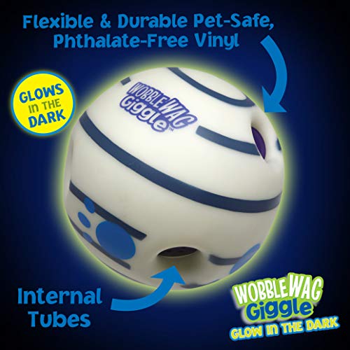 Wobble Wag Giggle Glow in the Dark | Rolling Enrichment Toy for Playtime, Interactive Play for Indoor or Outdoor, Keeps Dogs & Puppies Large, Medium or Small Busy & Moving, As Seen on TV | Pack of 1 - style: Glow In The Dark
