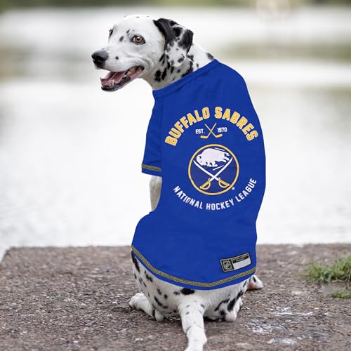 NHL Buffalo Sabres Tee Shirt for Dogs & Cats, X-Small. - Are You A Hockey Fan? Let Your Pet Be An NHL Fan Too! - color: Buffalo Sabres, size: X-Small