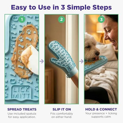 Lixy Pet LickMitt – Dual-Sided Calming & Grooming Mitt for Dogs and Cats – Human-Held Silicone Treat Mitt for Anxiety Relief, Bonding & Shedding – BPA-Free, Food-Grade, Easy Clean – Blue - color: Blue