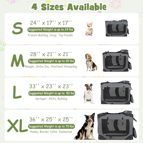 Giantex Folding Soft Dog Crate, 24 Inch Foldable Portable Dog Kennel for Small Dogs Puppy Cats, Collapsible Soft-Sided Pet Travel Crate with 5-Sided Mesh, 3 Doors, Washable Mat & Storage Pockets - size: 24.0"L x 17.0"W x 17.0"H