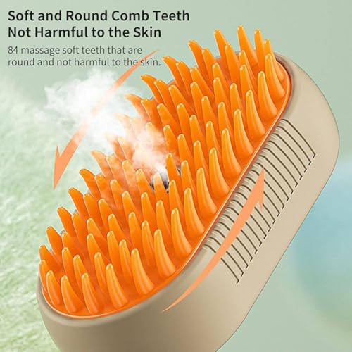 2 Pcs Pet Spray Massage Brush, Cat Hair Steam Brush for Shedding,Cleaning Pet Brush for Massage and Bathing with One Click Spray,Silicone Grooming Spray Comb with 360° Rotating Arm - color: White+khaki