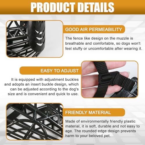 7PCS Dog Basket Muzzle Set, Anti Biting Barking Chewing Licking Scavenging, Adjustable Breathable Muzzles Kit, Comfortable Pet Mouth Care Cover Mesh Cage for Small, Medium, Large & Extra Dogs