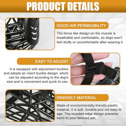 7PCS Dog Basket Muzzle Set, Anti Biting Barking Chewing Licking Scavenging, Adjustable Breathable Muzzles Kit, Comfortable Pet Mouth Care Cover Mesh Cage for Small, Medium, Large & Extra Dogs