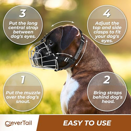 Metal Muzzle for Boxer Dog Breed – Bite Proof Boxer Muzzle for Medium and Large Sized Dogs – Steel Wire Basket Muzzles for Dogs English Bulldog, American Bulldog etc. - size: Medium