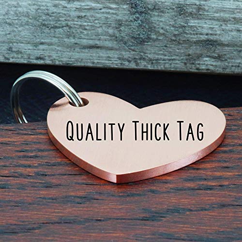 Ultra Joys Custom Personalized Pet ID Tag - Brushed Stainless Steel Heart in Rose Gold, Large - size: Large