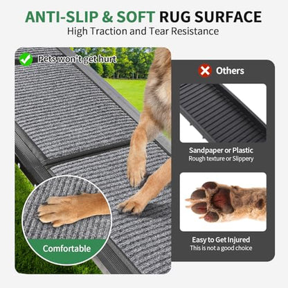 Dog Ramp for Car, Longest 71" Portable Folding Pet Ramp with Extra Pet Blanket, Car Ramp with Non-Slip Rug Surface, Gentler Dog Stairs for Medium & Large Dogs Enter a Car, SUV & Truck