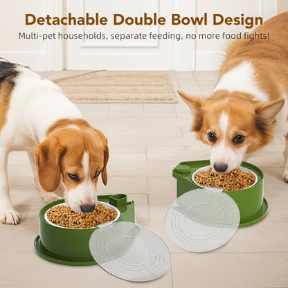 Newget Stainless Steel Dog Bowl Set with Lids, 304 Metal Dual Food & Water Bowls for Dogs & Cats, Large Capacity Pet Feeder with Cover Keeps Food Fresh, Anti-Skid Dog Dish for Small/Medium/Large Pets - color: Green