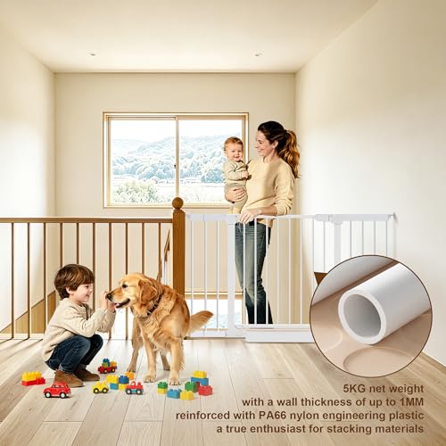 Baby Gate for Stairs,29.5"-48.4" Pressure-Mounted No Drilling Pet Gates for Doorways & Hallways,Auto Dog Close Gate with Walk Thru Door,No-Trip Design, Metal Design for Kids and Pets - size: 29.5-48.4"W x 30.7"H