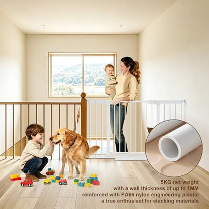 Baby Gate for Stairs,29.5"-48.4" Pressure-Mounted No Drilling Pet Gates for Doorways & Hallways,Auto Dog Close Gate with Walk Thru Door,No-Trip Design, Metal Design for Kids and Pets - size: 29.5-48.4"W x 30.7"H