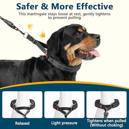 Crazy Felix No Pull Martingale Collar for Large Medium Small Dog Pitbull German Shepherd Doberman, Dog Collar Anti Pull with Buckle for Training Walking (Black, M-Neck 13-15", 1" Wide) - size: M-Neck 13-15", 1" Wide
