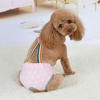Dog Physiological Pants Pet Sanitary Pantie with Suspender Cat Diapers Underwear Puppy Adjustable Costumes Reusable Washable Breathable Menstruation Outfits Dog Diapers for Girl Dogs (Pink B, XS) - color: pink B, size: X-Small