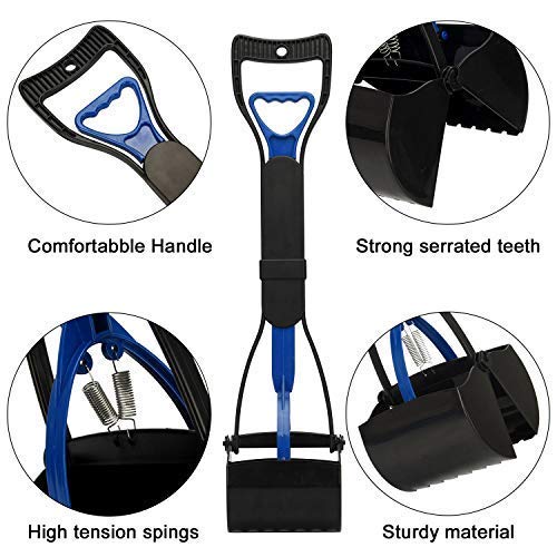 Pooper Scooper Long Handle Top Paw Jaws Poop Scoop Dog Sanitary Waste Pickup Removal for Small,Medium, Large, XL Pets Waste Bag Holder Feces Remover Portable Heavy Duty Disposer with Bags