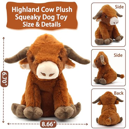 YZHDUXIU Highland Cow Dog Toy, Squeaky Dog Toys Stuffed Plush Puppy Toy, Interactive Gifts for Small Large Dogs - color: Brown Cow