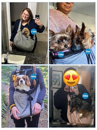 Ownpets Pet Sling Carrier, Fits 15 to 25lbs Extra-Large Dog/Cat Sling Carrier Reversible and Hands-Free Dog Bag with Adjustable Strap and Pocket Shoulder Pad for Outdoor Travel Hiking - color: Grey