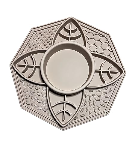 Mandala Slow Feeder Bowl Grub Lick Mat for Dogs & Cats with Suction Cups- Silicone Mandala Slow Feeder Lick Mat Dog Bowl - Non Slip Dog Bowl for Small Medium Large Breed (Dusty Rose) - color: Dusty Rose