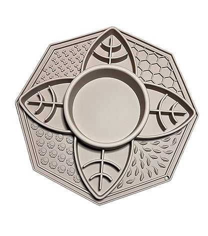 Mandala Slow Feeder Bowl Grub Lick Mat for Dogs & Cats with Suction Cups- Silicone Mandala Slow Feeder Lick Mat Dog Bowl - Non Slip Dog Bowl for Small Medium Large Breed (Dusty Rose) - color: Dusty Rose