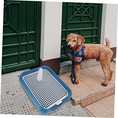 UKCOCO Plastic Dog Potty Trainer Tray with Raised Edges and Leak Design for Indoor Use Lightweight Portable Puppy Toilet with Special Column for Toilet Training and Safety Suitable for