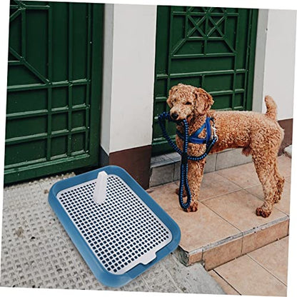 UKCOCO Plastic Dog Potty Trainer Tray with Raised Edges and Leak Design for Indoor Use Lightweight Portable Puppy Toilet with Special Column for Toilet Training and Safety Suitable for
