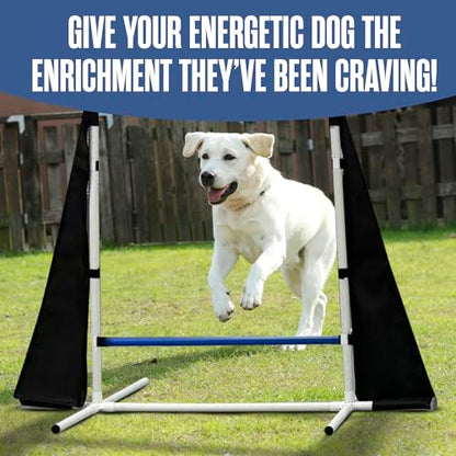 Houseables Dog Agility Course Backyard Set, Dog Agility Equipment, Obstacle Course Backyard, Training and Exercise Equipment, Play Tunnel, Weave Poles, Jumps, Pause Box for Playground, Park, Indoor