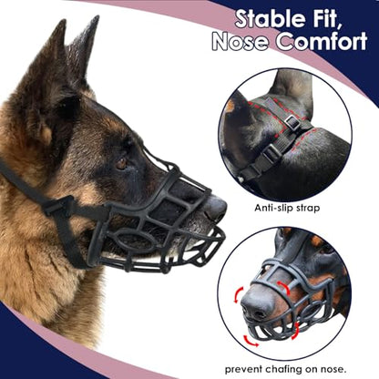 Mayerzon Dog Muzzle for Medium Large Dogs Golden Retriever German Shepherd, Basket Muzzle for Anti Biting Chewing with Adjustbale Strap, Allows Panting Drinking(M, Black) - size: M-Snout Cir 9.5-10.25"