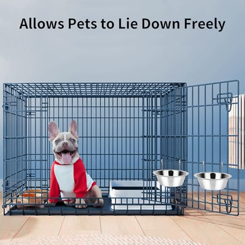 Fri4Free 2PCS Kennel Water Bowl Hanging, Stainless Steel Puppy Bowls for Small Dog Cage, Kennel, Crate, Catio Accessories, Dog Crate Water Bowl Dish Feeder Food Holder No Spill (20oz/2.5cups) - size: 20oz
