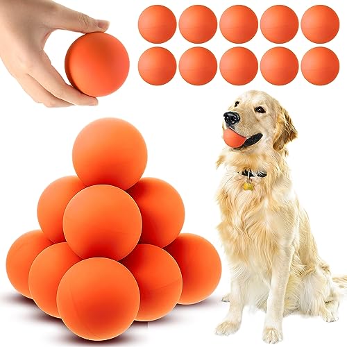 Hiboom 15 Pack Natural Rubber Tennis Balls for Dogs Catching Pet Dog Balls for Fetch Training 2.4 Inch Interactive High Bounce and Floatable pet Toy for Park Beach Gift(Orange) - color: Orange