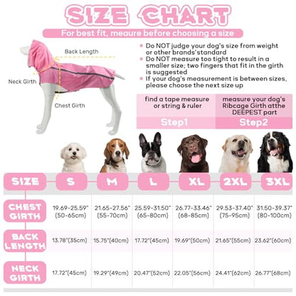Dog Raincoat with Reflective Strip Hoodie, Waterproof Dog Raincoats, Adjustable Lightweight Hooded Poncho Dog Rain Jacket, Snowproof Windproof Clothes, Dog Raincoat for Large Dogs - color: Pink, size: XXL