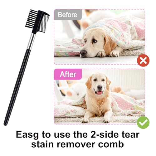 6 Pack Flea Comb for Cats Dogs,Stainless Steel Dog Cat Grooming Combs With Rounded Teeth,Double-Sided Tear Stain Remover,Dematting Comb For Dogs Cats Ideal for Small, Medium & Large Pets (Pink) - color: NEW Pink