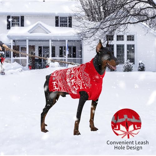 Dog Christmas Sweater, Thick Warm Doggie Sweatshirt with Leash Hole, Snowflake Reindeer Dog Holiday Pullover Sweaters for Cold Weather, Winter Knit Turtleneck Dogs Sweater for Small Dogs S - size: Small
