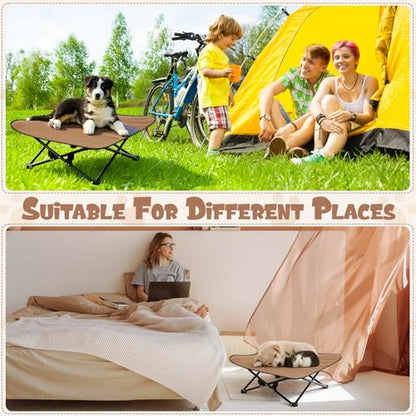 Leinuosen Elevated Dog Bed for Small Dogs 27.5" x 27.5" X8" Camping Chair Dog Portable Folding Raised Pet Cot Warm Outdoor Pet Bed with Breathable Mesh No Slip Feet Matching Carry Bag for Winter