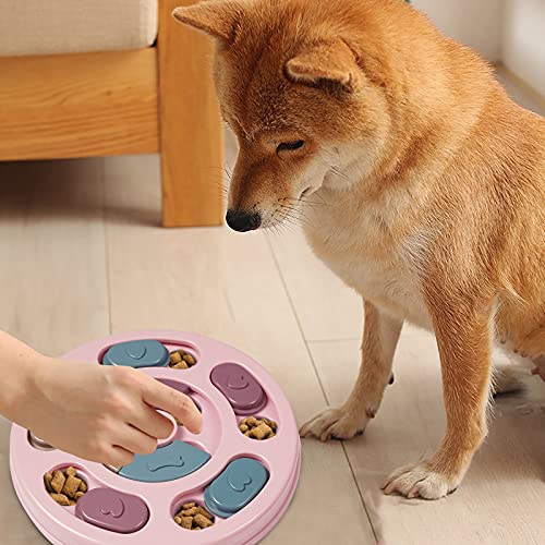 DR CATCH Dog Puzzles,Dogs Food Puzzle Feeder Toys for IQ Training & Mental Enrichment,Dog Treat Puzzle(Pink) - color: Pink, size: 9.44" x 9.44" x 1.14"