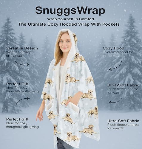 E&S Pets Sherpa Wearable Blanket Hoodie for Women – Soft Fleece Snuggs Wrap – 32 Dog & Cat Breeds – Warm Pet Lover Gifts - color: Labrador Yellow