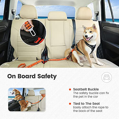 IOKHEIRA Orange Leash for Large Dogs, Multifunctional Adjustable Heavy Duty Leash - color: Orange