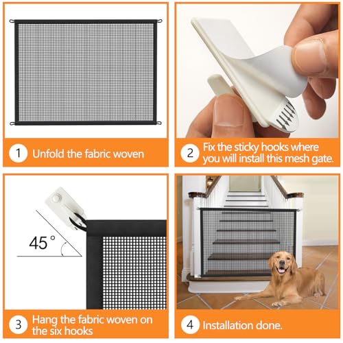 Cupount Dog Screen Mesh Gate for Stairs Pet Gates for The House: for Doorways Stairways Indoor 29 inches Tall, 38 inch Wide, Fits 32-35 inch Openings - size: 29"Hx38"W(Pack of 1)