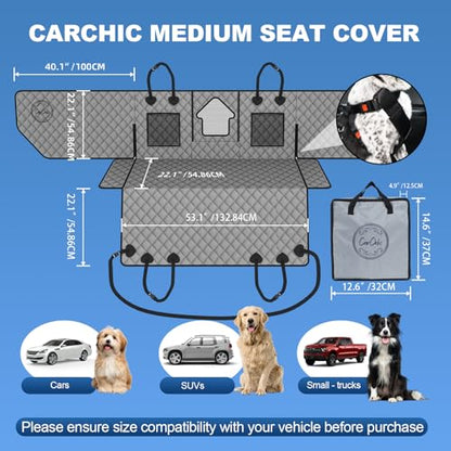 Dog Car Seat Cover for Back Seat - Waterproof Pet Hammock with Embedded Insert Door Protectors, 600D Oxford Scratch-Proof,Belt Opening,Machine Washable for Cars, SUVs,Small - Trucks - size: Medium for Cars / SUVs / Small-size Trucks