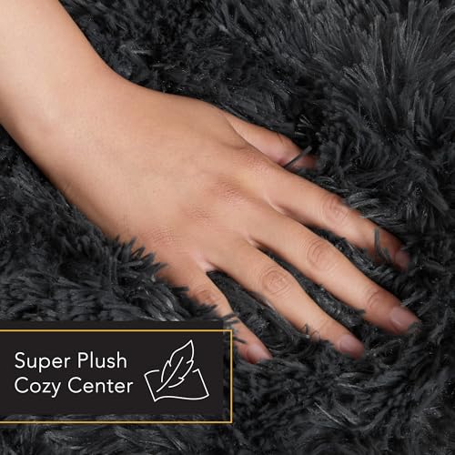 Town & Country Luxe CuddleTown Fuzzy Solid Donut Pet Bed, Soft, Cozy & Calming, Water Repellent, Non-Slip Bottom, 100% Machine Washable, Dark Grey, Medium 28"x28"x7" Round - color: Dark Grey, size: Medium 28"x28"x7" Round