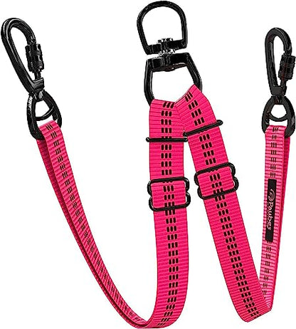 Dog Leash – Dual Reflective with Non-Tangle Design – Heavy Duty Nylon and Metal Buckles – Ideal (Pink, 2 Dog Leash) - color: Pink