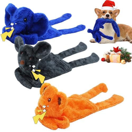 3 Pack No Stuffing Dog Toys, Dog Squeaky Toy to Keep Them Busy, Interactive Crinkle Puppy Toy for Boredom, Christmas Thanksgiving Gift for Small, Medium Dogs
