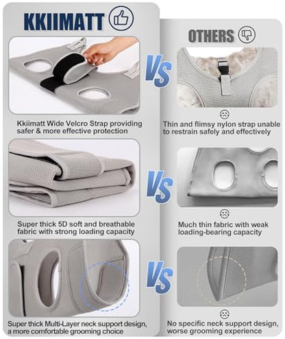 Kkiimatt Dog Grooming Hammock Harness, M-Large Dog Hammock for Nail Trim, Gray Dog Restraint for Nail Clipping,Dog Grooming Sling Thick Neck Support - size: L (56 LB Max) Silver Grey 11-20in