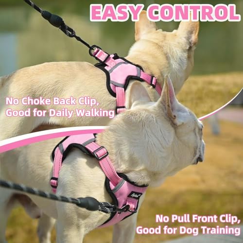 PUPTECK Dog Harness Small Sized Dog, Step in Adjustable Reflective Dog Vest Harness Escape Proof, No Pull Soft Padded Harness Easy Control, Pink, S - color: Pink, size: S (CHEST: 13"-18")