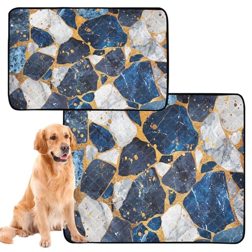 Qilmy Blue Marble Pet Mat, Waterproof Reusable Dog Training Pad Anti-Slip Pet Creat Pad for Small Medium Large Dogs and Cats - size: Smallx3