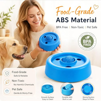 SummerCool Dogs Lick Bowl with Rolling Ball,Ant-Slip Slow Feeder for Dogs,2 Pack,Blue