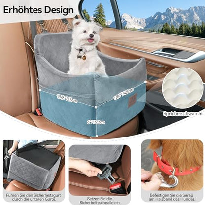 GL GLENSLAVE Dog Car Seat for Small/Medium Dogs, Dog Booster Car Seats with Thick Cushion for Dogs Under 35lbs, Detachable Washable Pet Carseat with Storage Pockets, 2 Safety Belts - color: Gray
