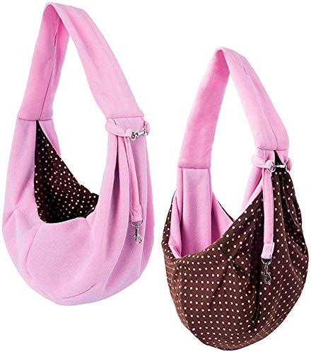 Pet Sling Carrier Bag Travel Tote for Cats Dogs, Up to 16 lbs (Pink) - color: Pink