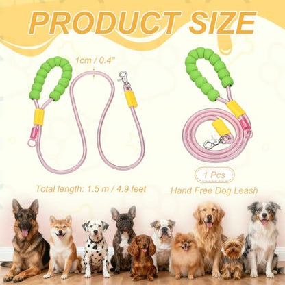 Dog Leash with Padded Hands Free, 4.9ft/1.5m Adjustable Bungee Dog Training Leash, No Pull Heavy Duty Nylon Rope(Pink), Intended for Large Medium Pet Running/Hiking/Walking - color: Pink, size: 4.9ft/1.5m