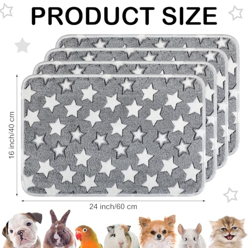 Tranqun 4 Pcs Waterproof Dog Puppies Cat Blankets Bed Mat Washable Crate Kennel Whelping Pads Reusable Pet Pee Pad Soft Reversible Pet Training Pads Sleep Floor Mat Guinea Pig Liner - color: Gray