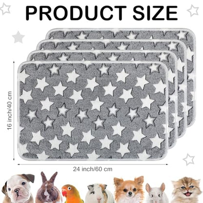 Tranqun 4 Pcs Waterproof Dog Puppies Cat Blankets Bed Mat Washable Crate Kennel Whelping Pads Reusable Pet Pee Pad Soft Reversible Pet Training Pads Sleep Floor Mat Guinea Pig Liner - color: Gray